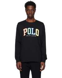 schwarzes besticktes Langarmshirt von Polo Ralph Lauren