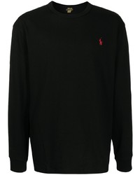 schwarzes besticktes Langarmshirt von Polo Ralph Lauren