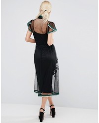 schwarzes besticktes Paillettenkleid von Asos