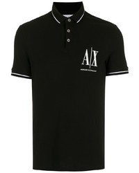 schwarzes besticktes Polohemd von Armani Exchange