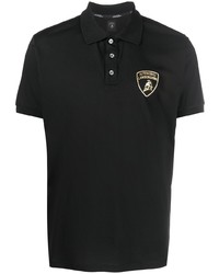 schwarzes besticktes Polohemd von Automobili Lamborghini