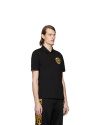 schwarzes besticktes Polohemd von Versace