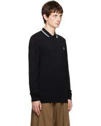 schwarzes besticktes Polohemd von Fred Perry