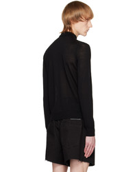 schwarzes besticktes Polohemd von Raf Simons