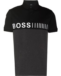 schwarzes besticktes Polohemd von BOSS