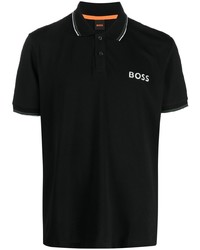 schwarzes besticktes Polohemd von BOSS