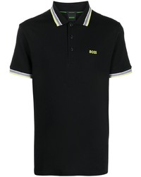 schwarzes besticktes Polohemd von BOSS