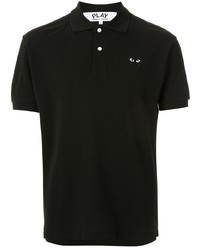 schwarzes besticktes Polohemd von Comme Des Garcons Play