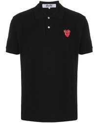 schwarzes besticktes Polohemd von Comme Des Garcons Play