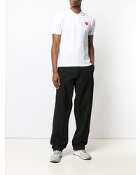 schwarzes besticktes Polohemd von Comme Des Garcons Homme Plus