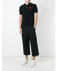 schwarzes besticktes Polohemd von Comme Des Garcons Play