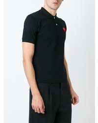 schwarzes besticktes Polohemd von Comme Des Garcons Play