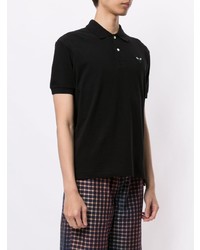 schwarzes besticktes Polohemd von Comme Des Garcons Play