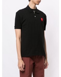 schwarzes besticktes Polohemd von Comme Des Garcons Play