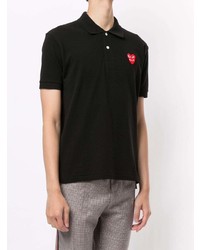 schwarzes besticktes Polohemd von Comme Des Garcons Play