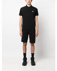 schwarzes besticktes Polohemd von Stone Island