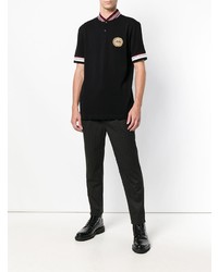 schwarzes besticktes Polohemd von Dolce & Gabbana