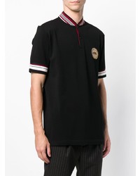 schwarzes besticktes Polohemd von Dolce & Gabbana