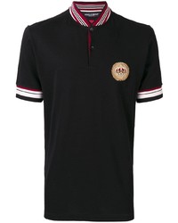 schwarzes besticktes Polohemd von Dolce & Gabbana