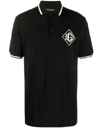 schwarzes besticktes Polohemd von Dolce & Gabbana