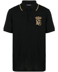 schwarzes besticktes Polohemd von Dolce & Gabbana