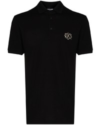 schwarzes besticktes Polohemd von Dolce & Gabbana