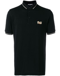 schwarzes besticktes Polohemd von Dolce & Gabbana