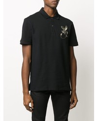 schwarzes besticktes Polohemd von Alexander McQueen