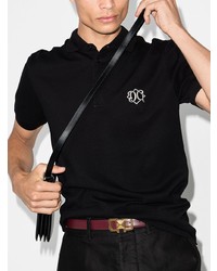 schwarzes besticktes Polohemd von Dolce & Gabbana