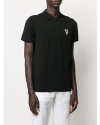 schwarzes besticktes Polohemd von Karl Lagerfeld