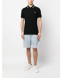 schwarzes besticktes Polohemd von Fred Perry