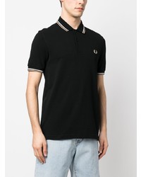 schwarzes besticktes Polohemd von Fred Perry