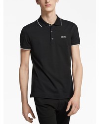 schwarzes besticktes Polohemd von Zegna