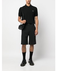 schwarzes besticktes Polohemd von Fred Perry