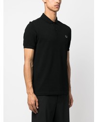 schwarzes besticktes Polohemd von Fred Perry