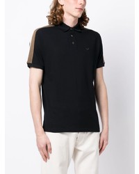 schwarzes besticktes Polohemd von Emporio Armani