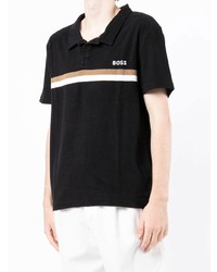 schwarzes besticktes Polohemd von BOSS