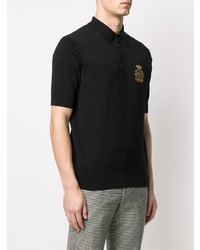 schwarzes besticktes Polohemd von Dolce & Gabbana