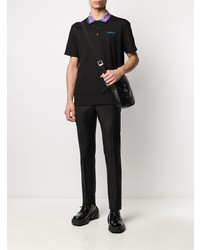 schwarzes besticktes Polohemd von Versace