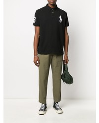 schwarzes besticktes Polohemd von Polo Ralph Lauren