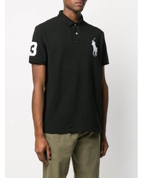 schwarzes besticktes Polohemd von Polo Ralph Lauren