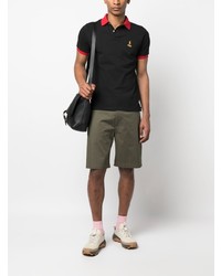 schwarzes besticktes Polohemd von Polo Ralph Lauren