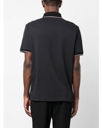 schwarzes besticktes Polohemd von Emporio Armani