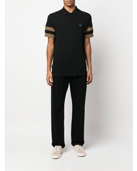 schwarzes besticktes Polohemd von Fred Perry