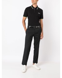 schwarzes besticktes Polohemd von BOSS