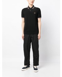 schwarzes besticktes Polohemd von Fred Perry