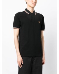 schwarzes besticktes Polohemd von Fred Perry