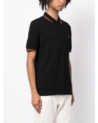 schwarzes besticktes Polohemd von Fred Perry