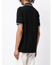 schwarzes besticktes Polohemd von Fred Perry