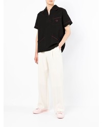 schwarzes besticktes Polohemd von Fred Perry